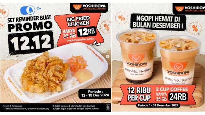 Promo makanan dan minuman di Yoshinoya | Instgaram @yoshinoyaid