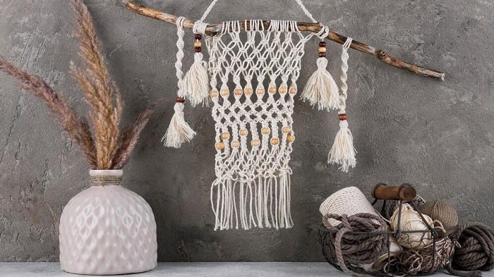 Ilustrasi barang dekorasi makrame gaya Scandinavia | foto freepik