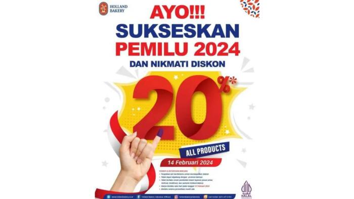 Promo Holland Bakery Spesial Pemilu 2024. (Holland Bakery)