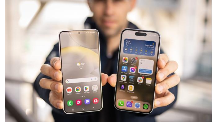 Samsung Galaxy S24 (kiri) dan iPhone 15 (kanan) | PhoneArena