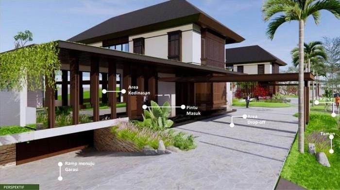 Ilustrasi Desain Rumah Tapak Jabatan Menteri (RTMJ) di IKN Tipe Downslope. (Dok. Kementerian PUPR)