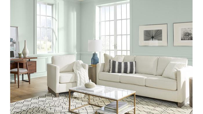 Ilustrasi rumah dengan dinding warna hijau pastel | Hilotherm