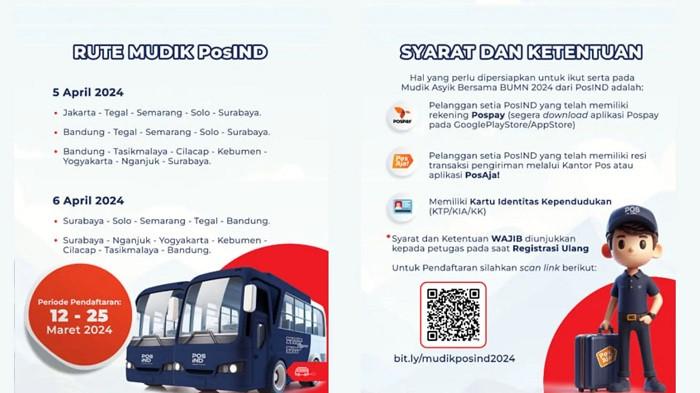 Informasi terkait mudik gratis PT Pos Indonesia. (posindonesia)