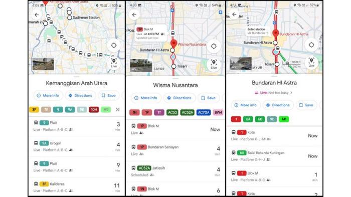 Ilustrasi Google Maps menampilkan rute bus TransJakarta | Kompas.com