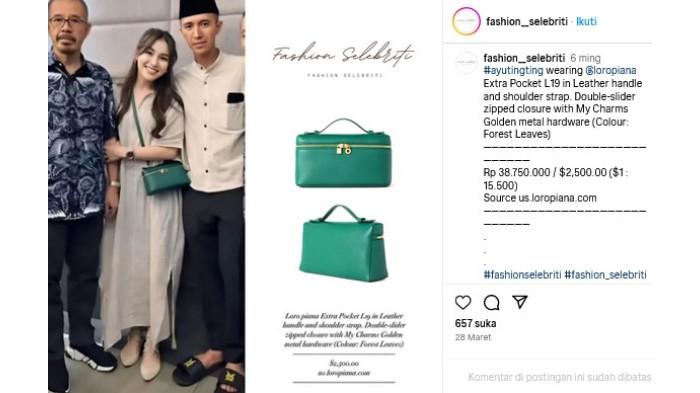 Tas Loro Piana Extra Pocket L19 in Leather Handle and Shoulder Strap Milik Ayu Ting Ting. (instagram/@fashion_selebriti)