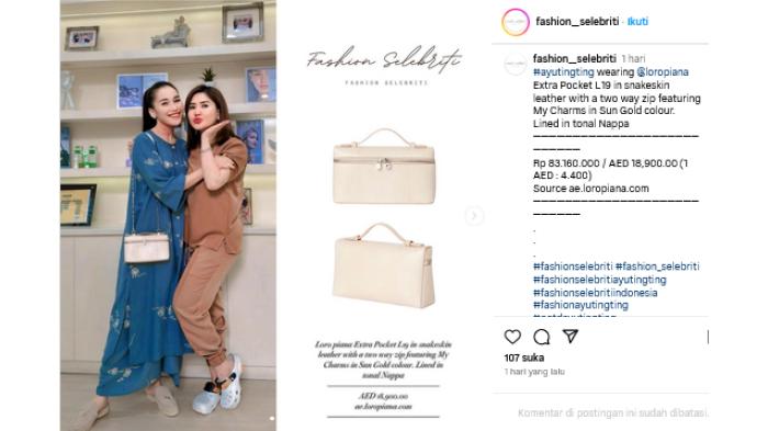 Tas Loro Piana Extra Pocket L19 in Sneakskin Leather Milik Ayu Ting Ting. (instagram/@fashion_selebriti)