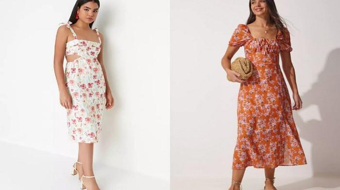 gaun midi dan motif floral (kompas.com)