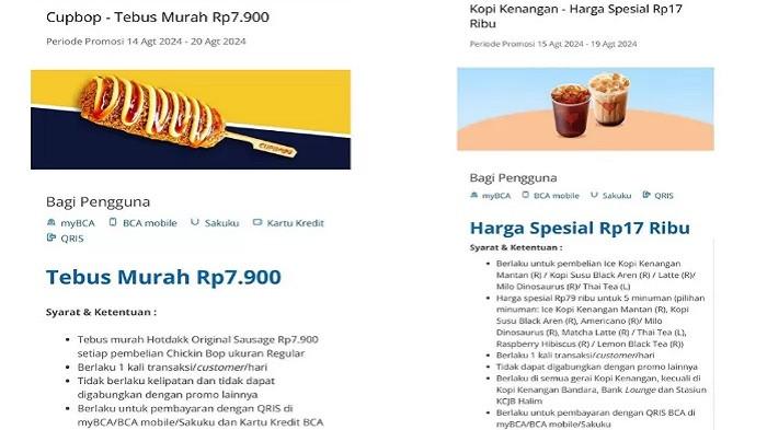 10 Promo Kuliner hingga Bioskop HUT ke-79 RI dari BCA, Ada Tebus Murah Rp 7.900 Lho!
