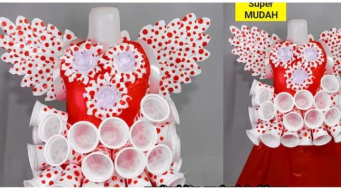 Ilustrasi Ide Kostum dari Gelas Plastik. (Photo : Youtube onokarya)