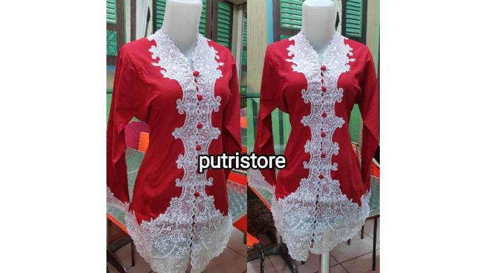 Kebaya Encim Merah Putih (Shopee.co.id)