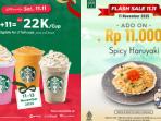 11 Daftar Promo 11.11 untuk Makanan dan Minuman dari Starbuck, JCO hingga Sushi Tei 