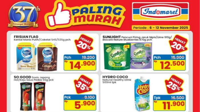 Cek Katalog Promo Indomaret 6-12 November 2025: Sabun Cuci Piring Diskon 20 Persen, Tisu Beli 2 Lebih Murah