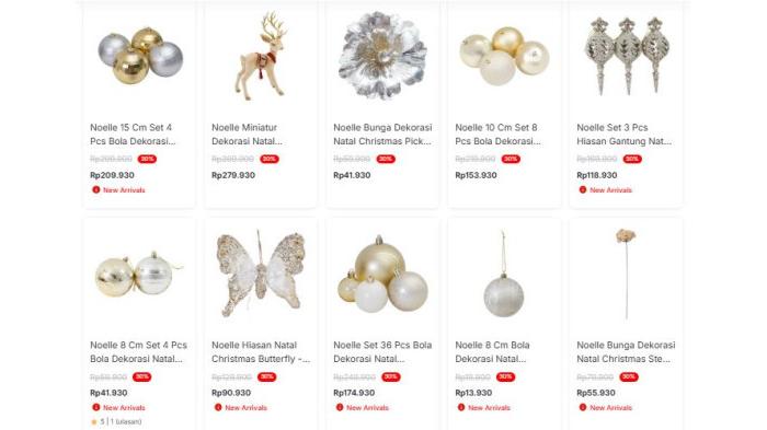 Pernak pernik pohon natal tema Champagne Bliss di Azko | Official Azko