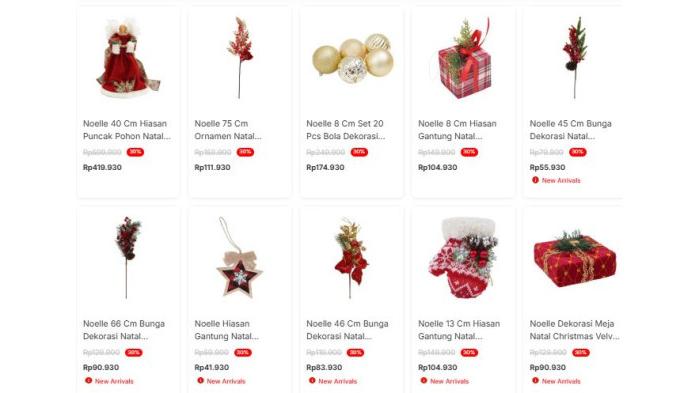 Pernak pernik pohon natal tema Classic Noel di Azko | Official Azko