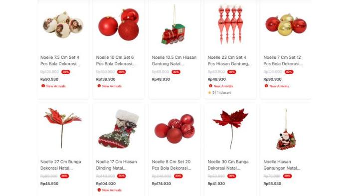 Pernak pernik pohon natal tema Classic Noel di Azko | Official Azko