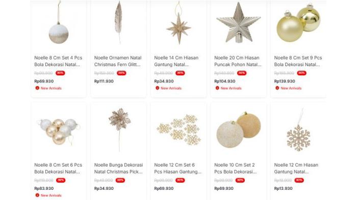 Pernak pernik pohon natal tema Sparkle Winterglow di Azko | Official Azko