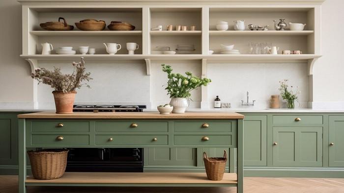 Dapur estetik dengan kitchen set minimalis rak terbuka | foto freepik