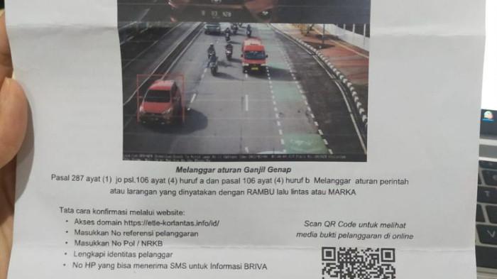 Contoh Surat E-Tilang. (Foto : Kompas.com)