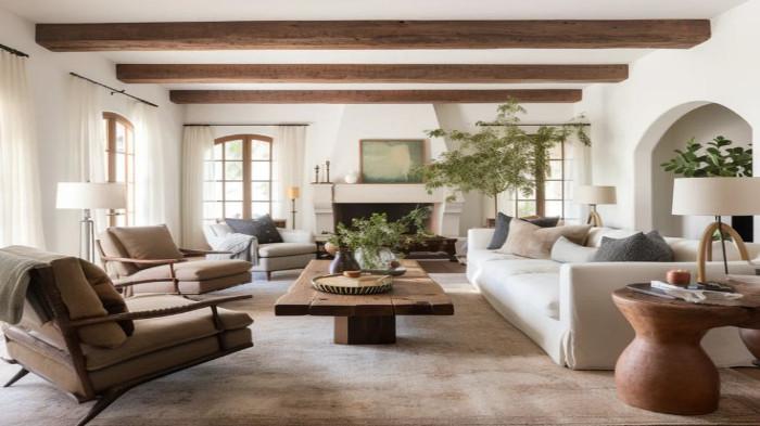 Langit-Langit dengan Balok Kayu Ekspos