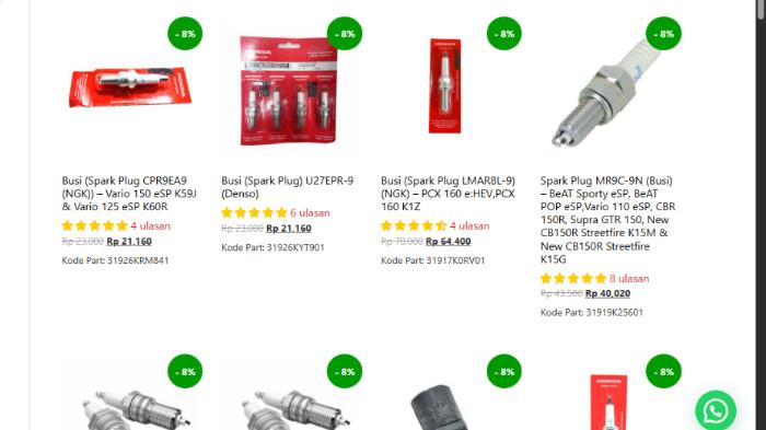 Ilustrasi daftar harga busi motor honda. (hondacengkareng.com)