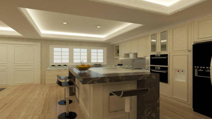 Plafon Gypsum Polos dengan Lampu Tersembunyi