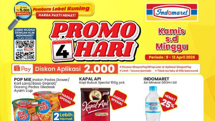 Cek Katalog Promo Indomaret Berlaku 9-12 April 2026 Tambahan Diskon Rp 2.000 Pakai ShopeePay