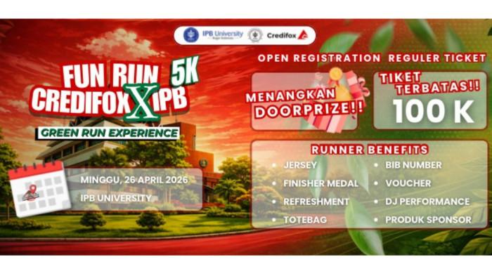 Fun Run Credifox x BEM KM IPB Siap Hadirkan Pengalaman Lari Seru di Kawasan Hijau Kampus IPB Dramaga
