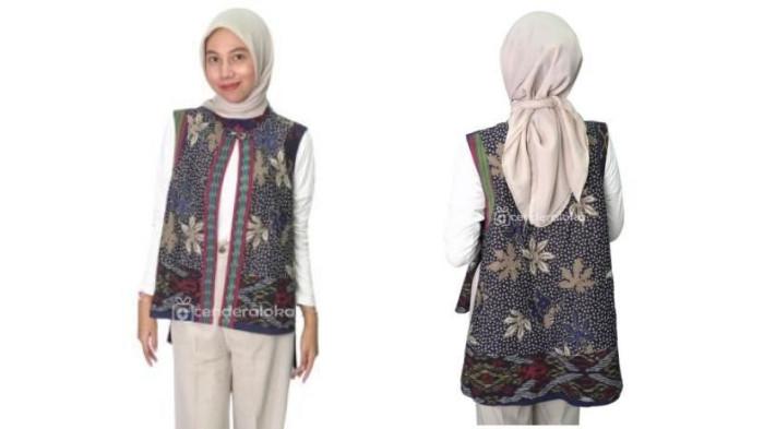 Vest Outer Batik Navy | Cenderaloka 